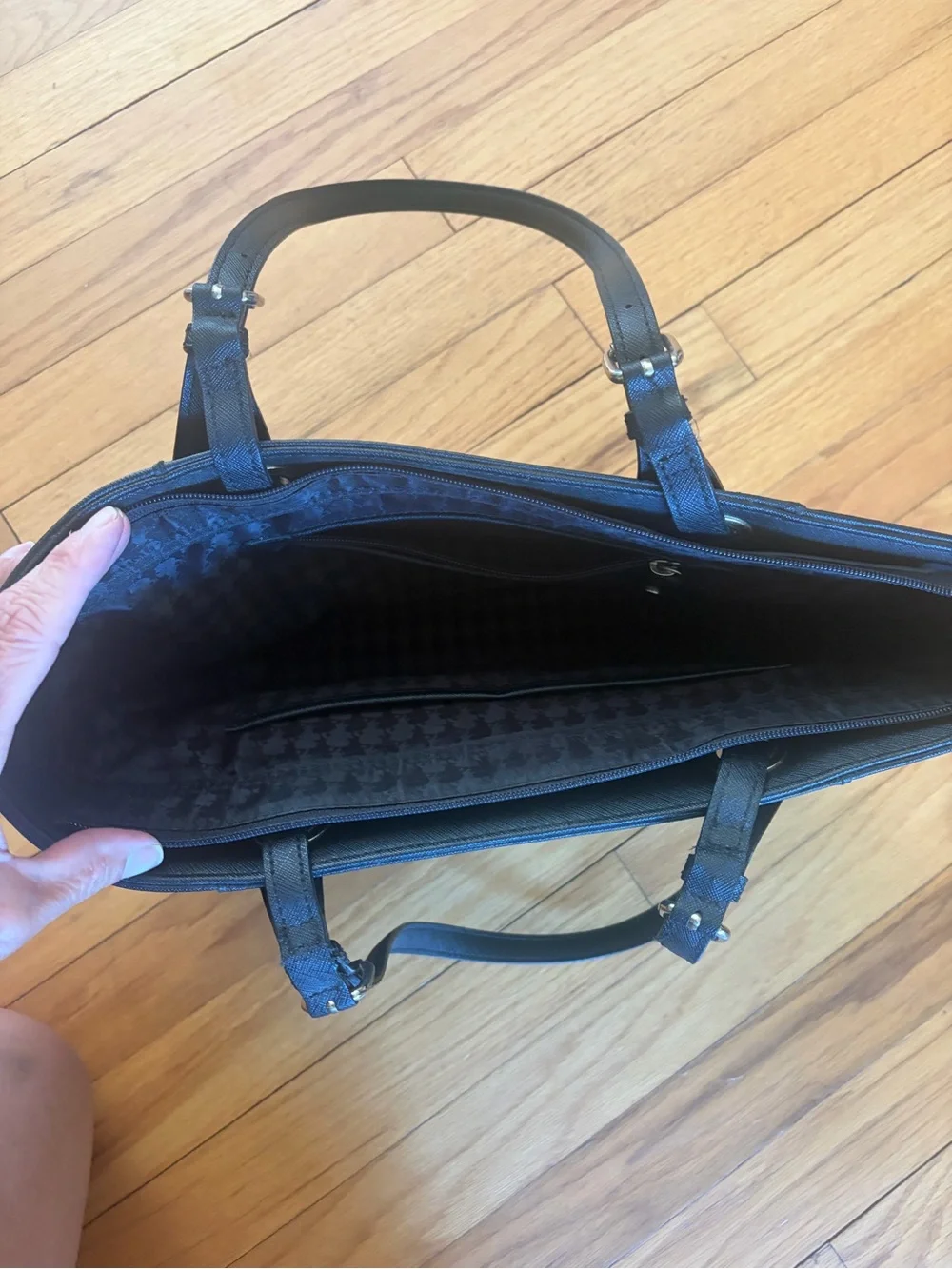 Karl Lagerfeld Paris Black Tote with Front Flap Pocket - Picture 3 of 4